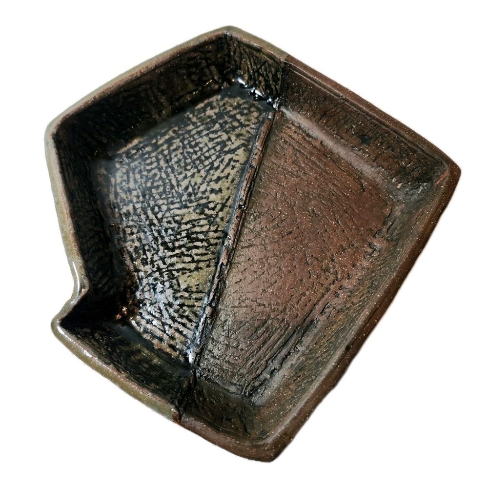 Large Pottery Trinket Dish Artist Signed Unique Piece